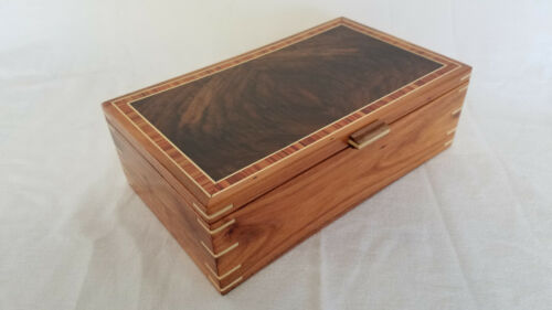 Acacia jewelry box w/Crotch Claro Walnut top panel - Picture 1 of 8
