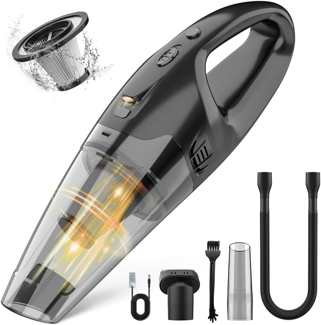 Lightweight 1.65lb Cordless Handheld Vacuum with LED Light for Cars-image