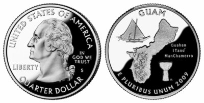 2009 Guam SILVER Proof and Clad Proof Gem Quarters some TONING CP10147