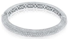 EXTRA LARGE 17.14CT DIAMOND 18KT WHITE GOLD MULTI ROW ETERNITY BANGLE BRACELET