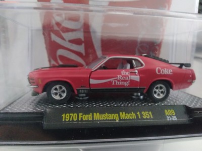 M2 MACHINES 2021 COKE 1970 FORD Mustang Mach 1 351 A09 21-26 Red 1/9600