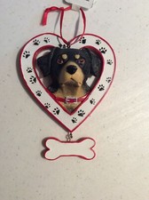 Dog In Heart With Bone Christmas Ornament Rottweiler 4.5x3.5