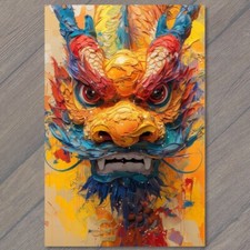 FLATCARD Dragon Golden Majestic Colorful Bright Vibrant Palette Painting Yellow
