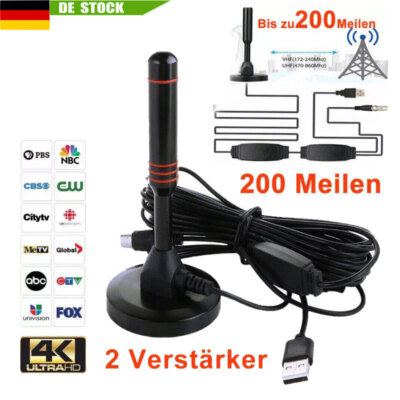 Digital TV DVB-T2 Antenne mit Verstärker HD 4K 1080P TV Zimmerantenne VHF/UHF
