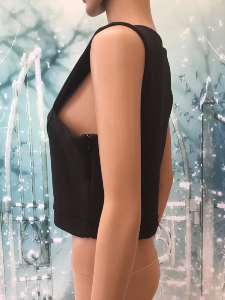 Lipsy black jersey crop sleeveless top UK 16 unworn / washed - Image 3 of 4