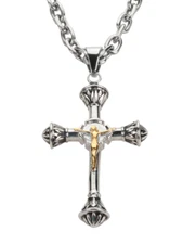 Religious Crucifix Cross Stainless Steel with Link Chain 49