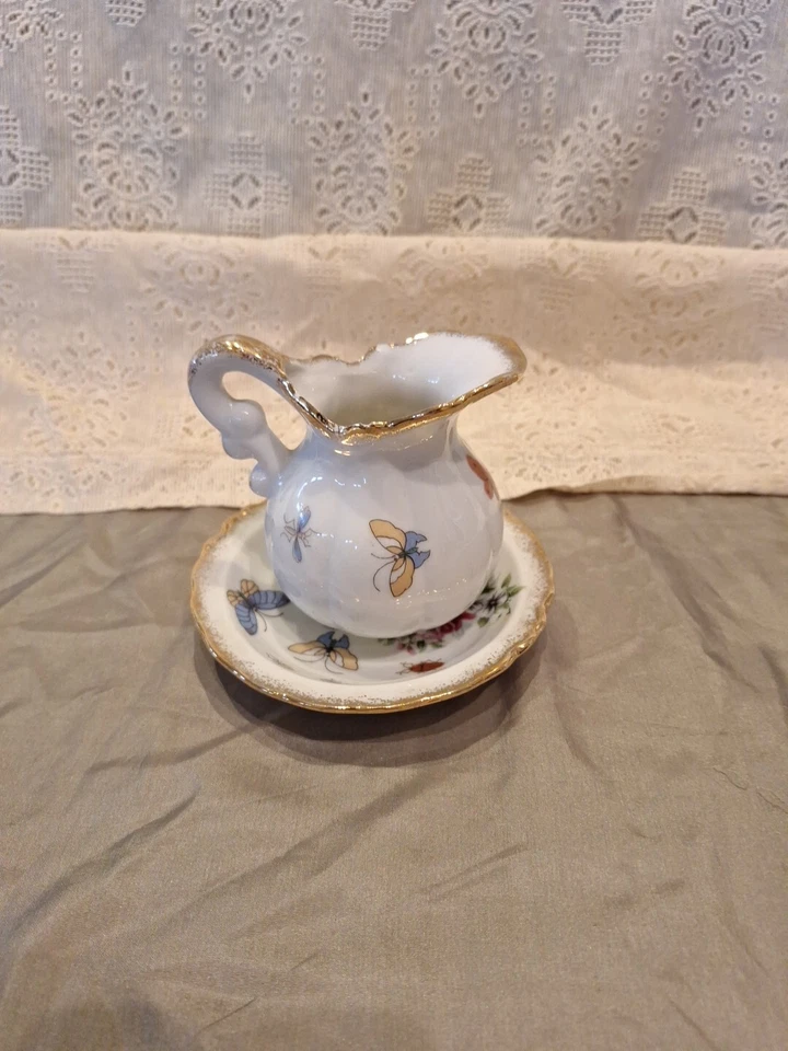 Royal Crown Derby Water Picture & Bowl Floral & Dourado Tamanho Infantil Casa de Bonecas - Imagem 2 de 4