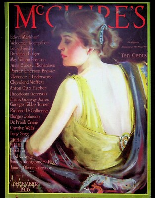 Neysa McMein COVER ONLY McClure's December 1916 Lady In Yellow Dress Pall Mall