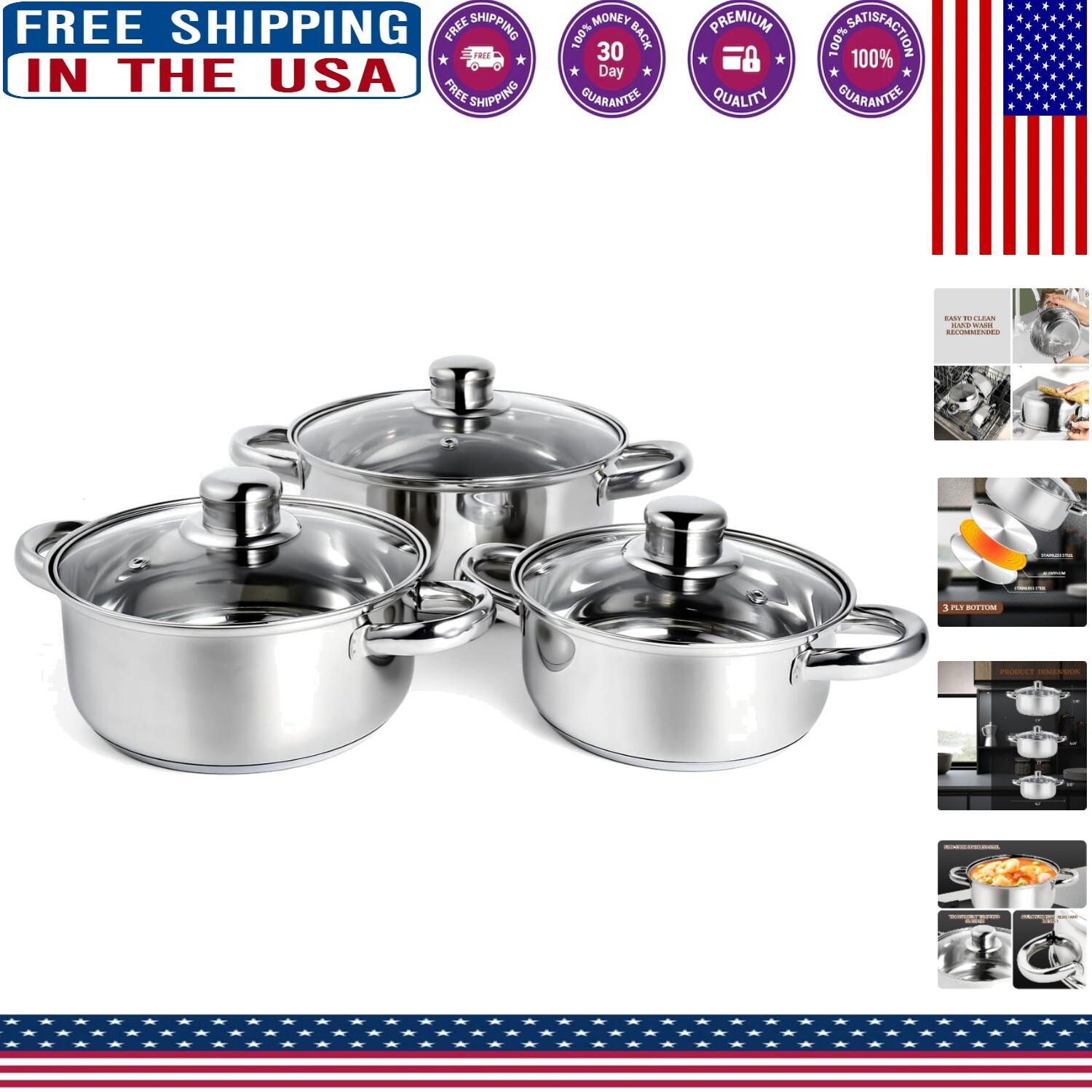 Premium Non-Stick Cookware Set with Stay-Cool Handles - 3 Quart Total Capacity