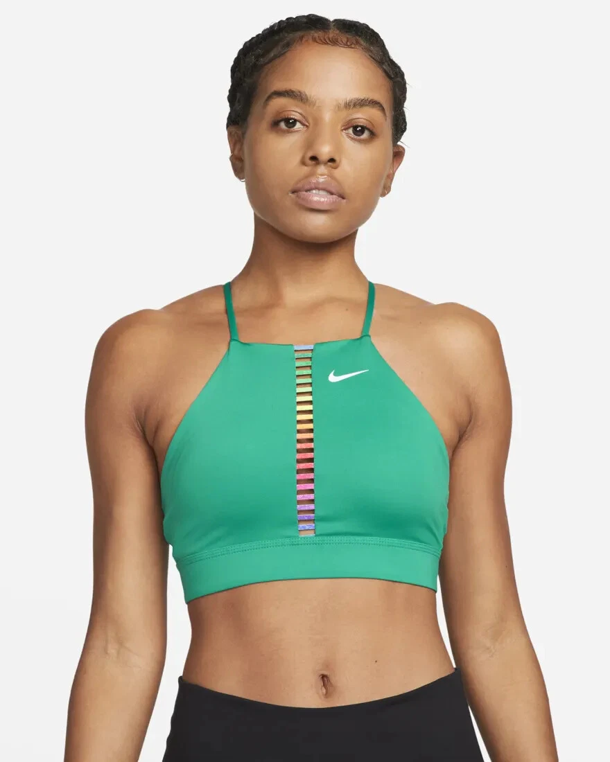 NWT Women's Nike Green Indy Rainbow Ladder Sports Bra Size SMALL MSRP $45.00