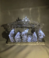 Winter Wonder Lane Crystal Clear Nativity Light Sound Musical Sculpture Acrylic