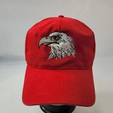 Otto Men's Baseball Cap Hat Eagle Head Embroidered Red Hook & Loop OSFM
