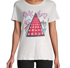 NWT Chaser Pink Floyd Paint Splatter Graphic T Shirt Off White Womens Size Small