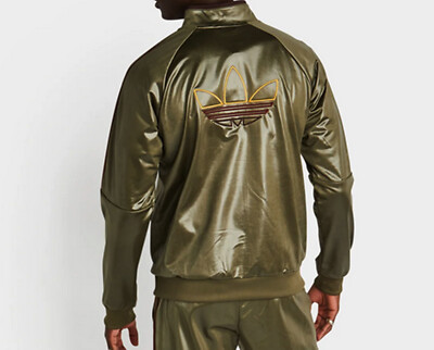 ADIDAS ORIGINALS CHILE 20 TRACK TOP WET LOOK OLIVE 3 STRIPES ADIDAS ORIGINALS CHILE 20 TRACK TOP WET LOOK OLIVE 3 STRIPES