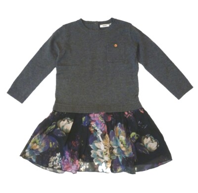 MEXX Mädchen Kinder Kleid lime grey heather Gr. 74 80 86 92