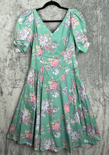 Vintage Laura Ashley Dress US 10 Floral Cottage Core Puff Bow Sleeve Button Back