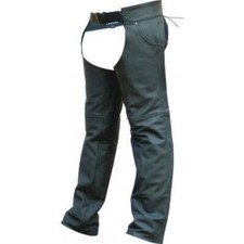 Premium Matte Black Leather Jean Style Pocket Motorcycle Chaps