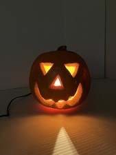 Vintage Light Up 9  Pumpkin Halloween Jack-O-Lantern-Indoor Use Only-Working
