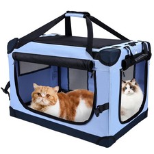 PEGIC Large Soft Sided Collapsible Cat Carrier Extra Large 50lbs Blue