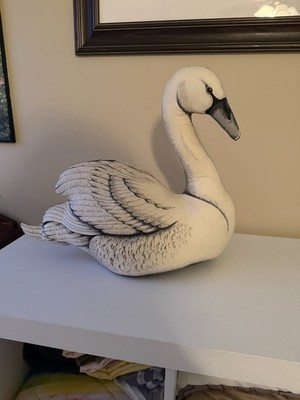 Wild Swan Vintage Plush Throw Pillow White Stuffed Animal Elegant Gift Decor