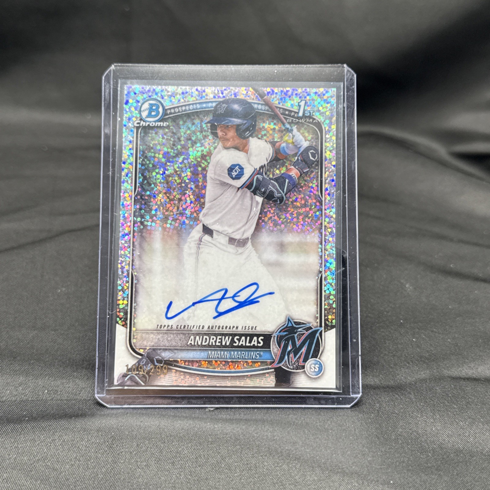 ANDREW SALAS 2025 BOWMAN CHROME 1ST SPECKLE REFRACTOR AUTO /299