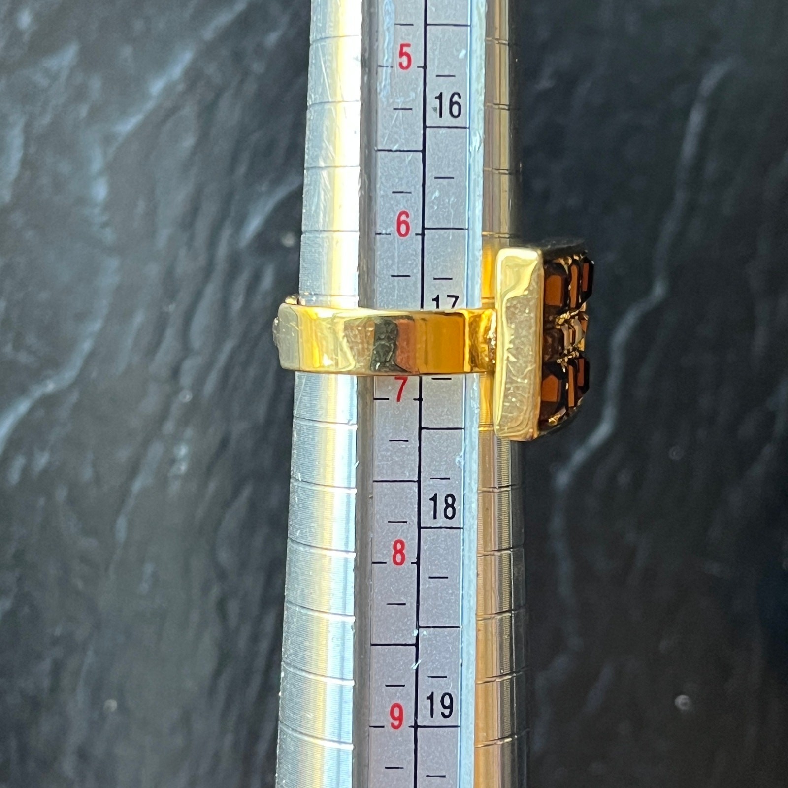 Vintage GIVENCHY Gold Tone Rectangular Ring with … - image 3