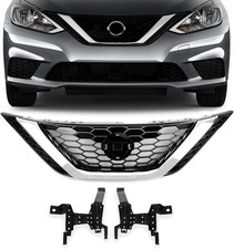 Front Bumper Grill Honeycomb Black W/Chrome 2016-2018 Nissan Sentra 62310-3YU0A