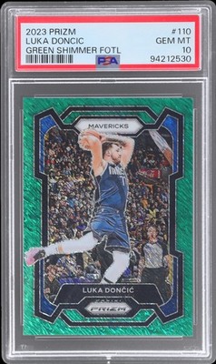2023 Panini Prizm Luka Doncic #110 PSA 10 Green Shimmer Fotl 5/5 Basketball