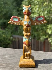 Vintage Totem Pole 5” Resin Native American Thunderbird Souvenir Of Canada