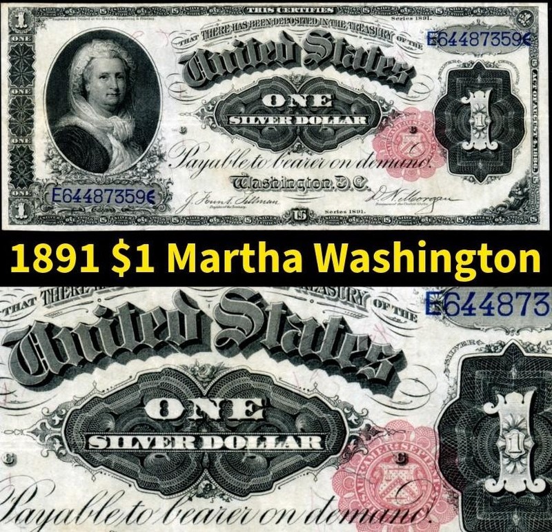HGR SUNDAY 1891 $1 Silver Cert ((Martha Washington)) VERY LIGHTLY CIRCULATED
