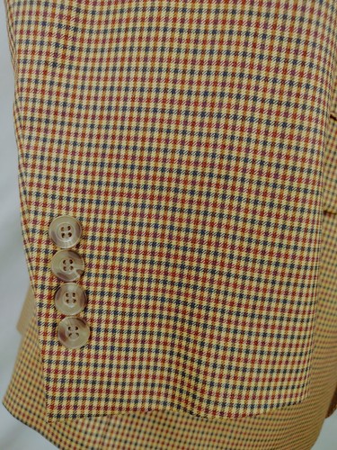 Corbin Herren 40R Beige Weinrot Braun Gingham Kariert Wolle Jacke Blazer Sport Mantel