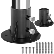 2 Pack Chain Link Fence Post Base Flange for 2-3/8" OD Round Posts, Heavy Dut...