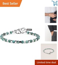 Men's Beaded Bracelet Crystal 4mm African Turquoise Adjustable Waterpr