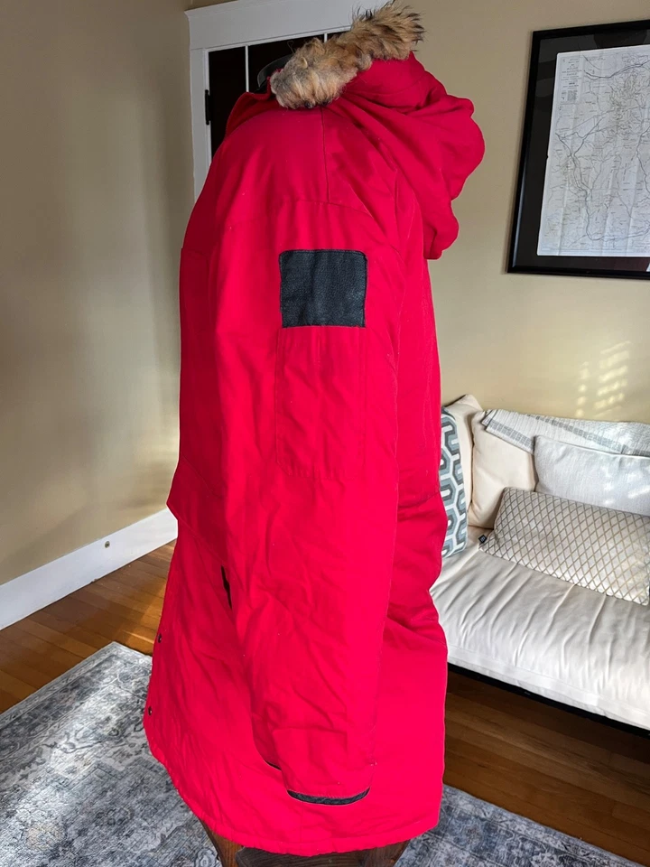 Vintage Triple F.A.T. Goose Men's Sz. L Red Down Parka, Hood w/Genuine Fur Trim - Image 3 of 4