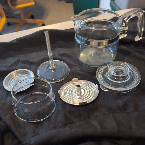 Vintage Pyrex Glass Percolator Coffee Pot 7754B 4 Cup Complete, very clean