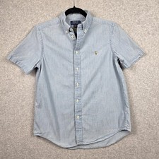 Polo Ralph Lauren Shirt Boys 14-16 Blue Chambray Short Sleeve Button Up Pony