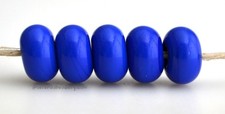 5 LIGHT COBALT BLUE  donut handmade lampwork glass spacer beads TANERES sra