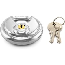 Disc Locks, 1 Pack Heavy Duty Steel Keyed Padlock Disc Storage Locks for