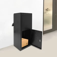 Black Parcel Delivery Drop Box Lockable Home Storage Letter Post Box 38*29*90cm