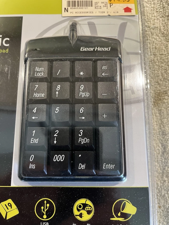 Gear Head 19-Key Numeric Keypad KP2200U USB Plug n Play New in Package - Image 3 of 4