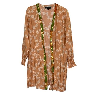 Current Air OS Daisy Shine Cocoon Kimono Long Duster Topper Boho Hippie