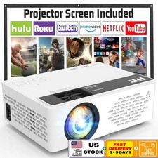 Mini Projector Bluetooth Projector with Screen, 1080P Full HD Portable Projector