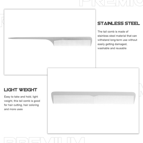 2 Pcs Anti-static Comb Miss Man Rat Tail Combs for Women Hair Styling - Picture 2 of 12
