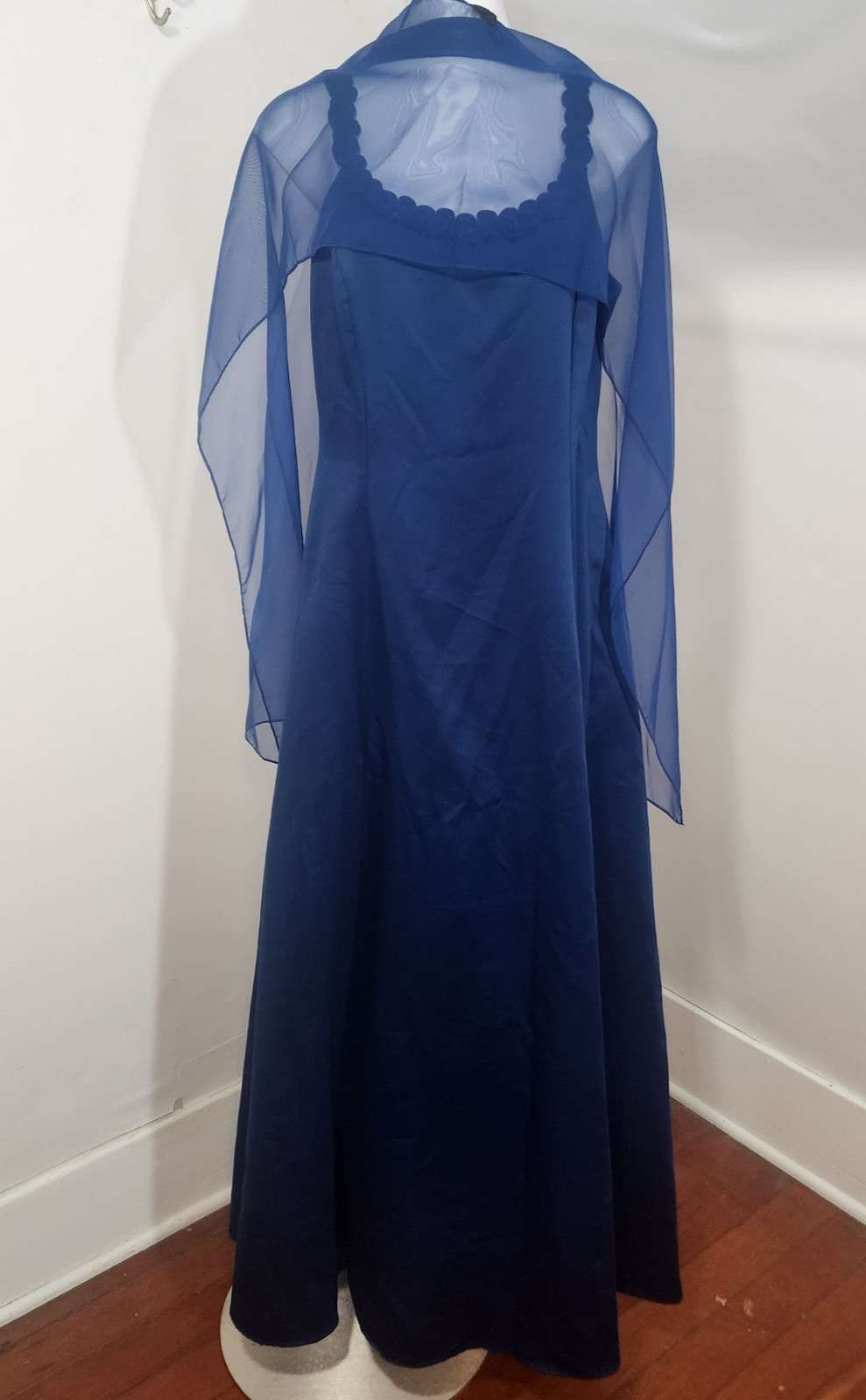 Florencia of California Royal Blue 80's Maxi Dress Evening Gown W/Shawl XL