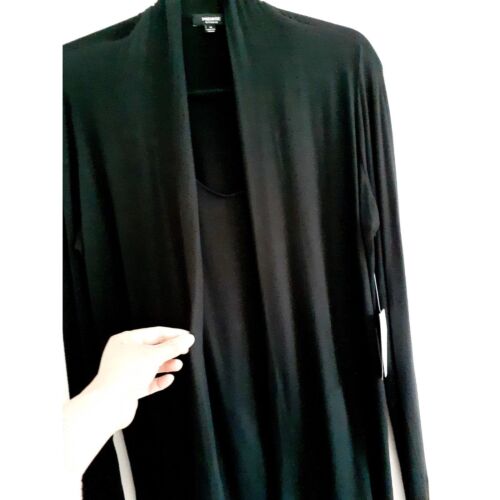 $48 Premise Studio Long Sleeve Black Drapey Front Lightweight Pullover Top NWT M - Picture 2 of 6
