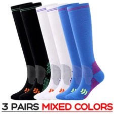 20-30 mmHg Compression Socks Men Women Knee High Support Aching Feet Swelling