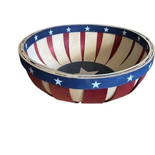 Patriotic Themed Wooden Basket 12” by Market Art Lone Star USA