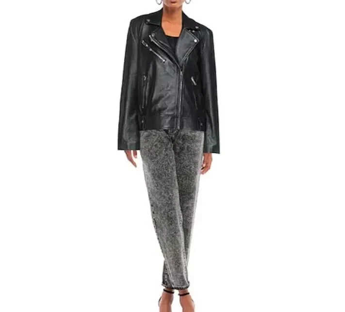 Bolongaro Trevor Black Leather Biker Jacket Size - Medium RRP £375 - Image 2 of 4