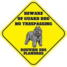 Crossing Sign Bouvier Des Flandres Beware Guard Dog Trespassing Cross Xing Metal