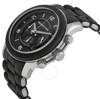 DIESEL CHRONOGRAPH ALL BLACK 腕時計 Michael Kors Men's Runaway Black Silicon Chronograph Watch MK8107